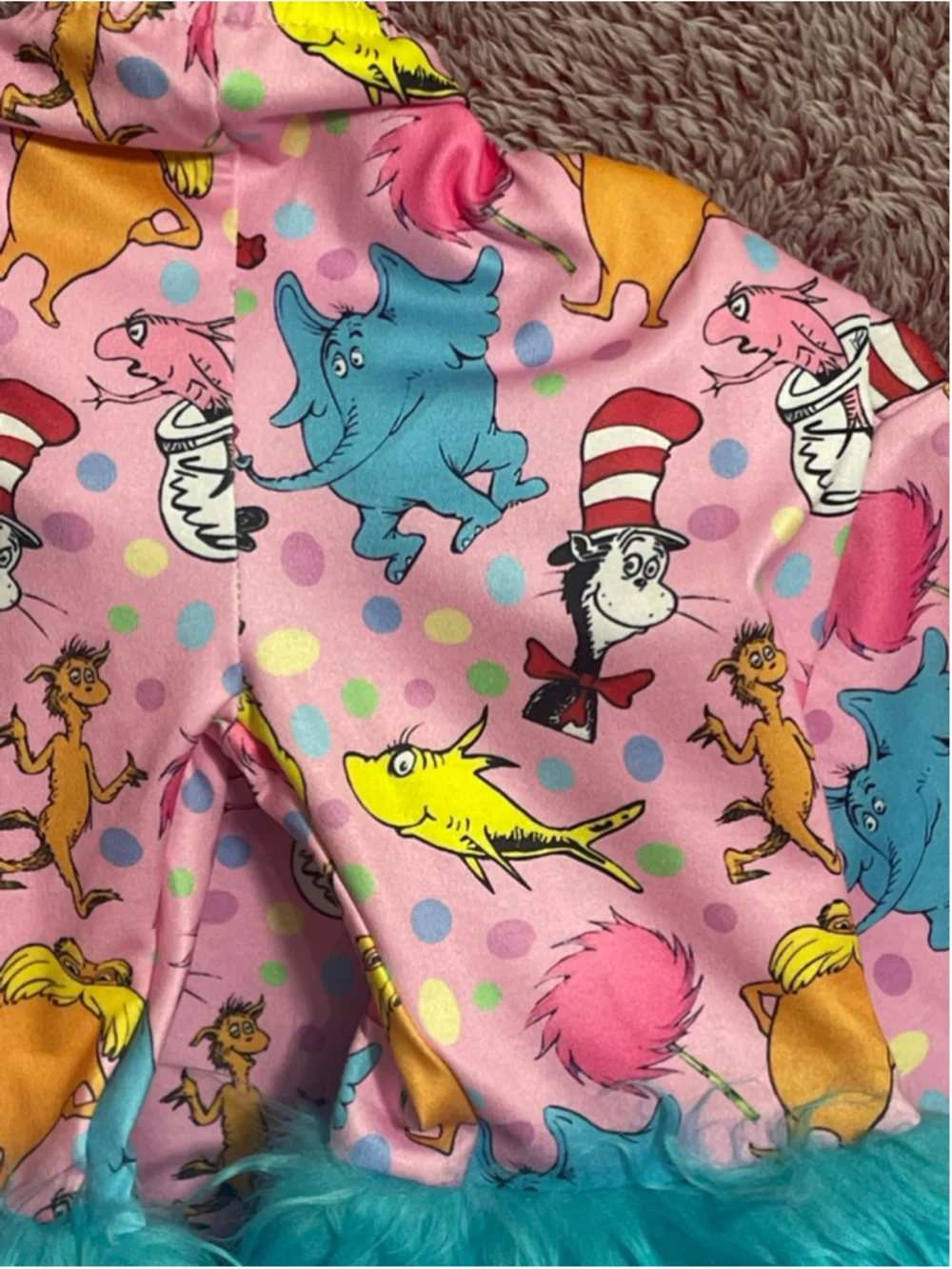 Little Britches Dr. Seuss Character Ruffle Peplum top & Furry Bell Bottom Set 2T